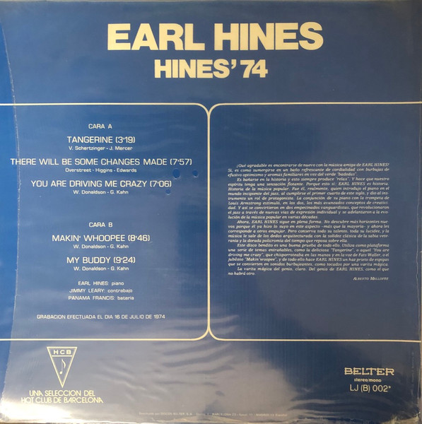 Earl Hines - Hines' 74 | Belter (LJ (B) 002) - 2