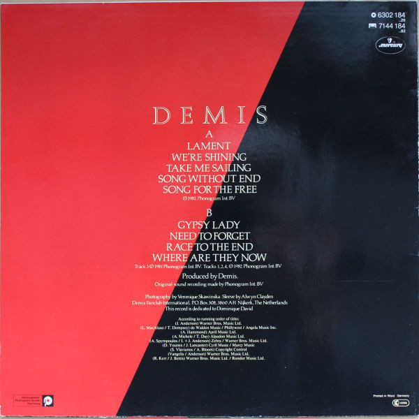 Demis Roussos - Demis | Mercury (6302 184) - 2 Demis Roussos - Demis | Mercury (6302 184) - 2