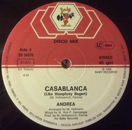 Andrea - Like Humphrey Bogart | Baby Records (BR 54070) - 3 Andrea - Like Humphrey Bogart | Baby Records (BR 54070) - 3