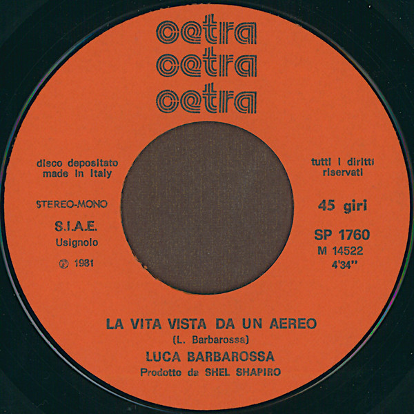 Luca Barbarossa - Da Stasera / La Vita Vista Da Un Aereo | Cetra (SP 1760) - 4 Luca Barbarossa - Da Stasera / La Vita Vista Da Un Aereo | Cetra (SP 1760) - 4
