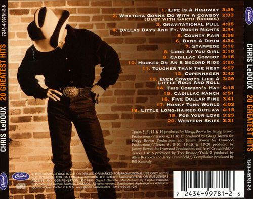 Chris LeDoux - 20 Greatest Hits | Capitol Nashville (7243-4-99781-2-6) - 2 Chris LeDoux - 20 Greatest Hits | Capitol Nashville (7243-4-99781-2-6) - 2