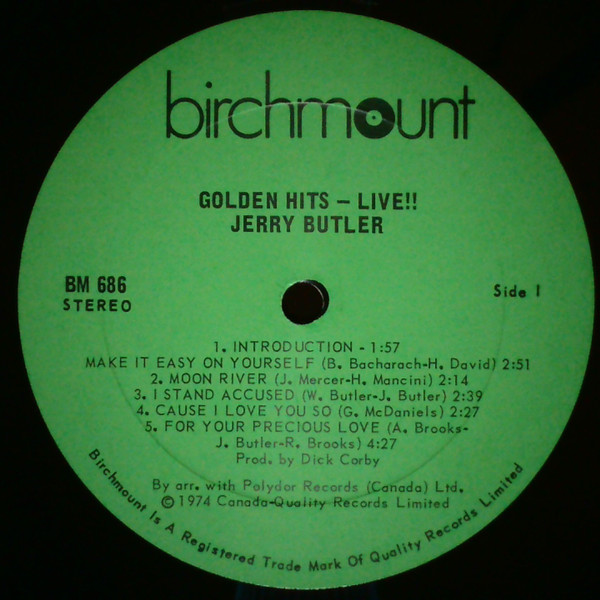 Jerry Butler - Jerry Butler's Golden Hits Live | Birchmount (BM 686) - 2