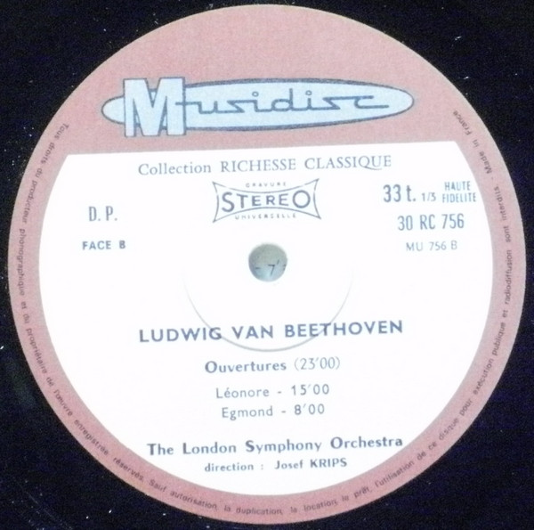Josef Krips , London Symphony Orchestra , Ludwig van Beethoven - Symphonie No. 8 Et Ouverture | Musidisc (30 RC 756) - 3