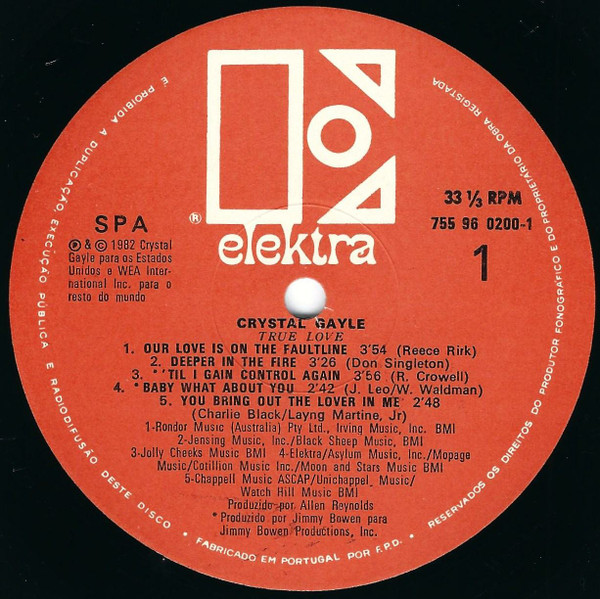 Crystal Gayle - True Love | Elektra (755 96 0200-1) - 3
