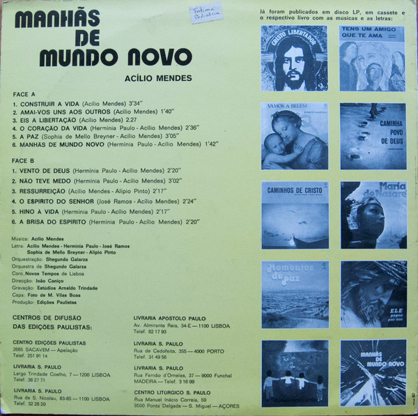 Acílio Mendes - Manhãs De Mundo Novo | Edições Paulistas Discos (LP 125) - 2
