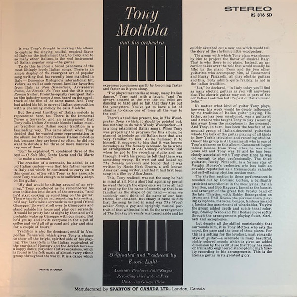 Tony Mottola And His Orchestra - Roman Guitar [Vinyl] | Command (RS 816 SD) - 4