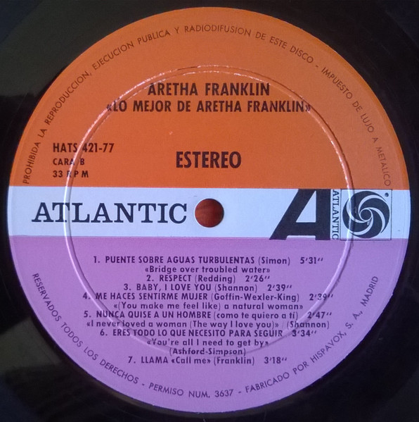 Aretha Franklin - Lo Mejor De Aretha Franklin - Vinilo | Atlantic (HATS 421-77) - 4