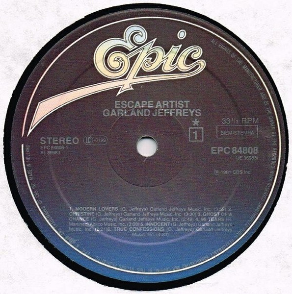 Garland Jeffreys - Escape Artist | Epic (EPC 84808) - 3 Garland Jeffreys - Escape Artist | Epic (EPC 84808) - 3