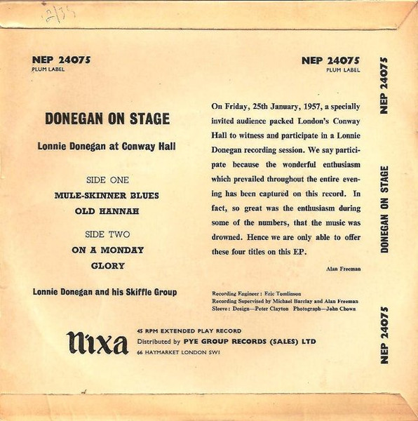 Lonnie Donegan's Skiffle Group - Donegan On Stage - Lonnie Donegan At Conway Hall | Nixa (NEP 24075) - 2 Lonnie Donegan's Skiffle Group - Donegan On Stage - Lonnie Donegan At Conway Hall | Nixa (NEP 24075) - 2