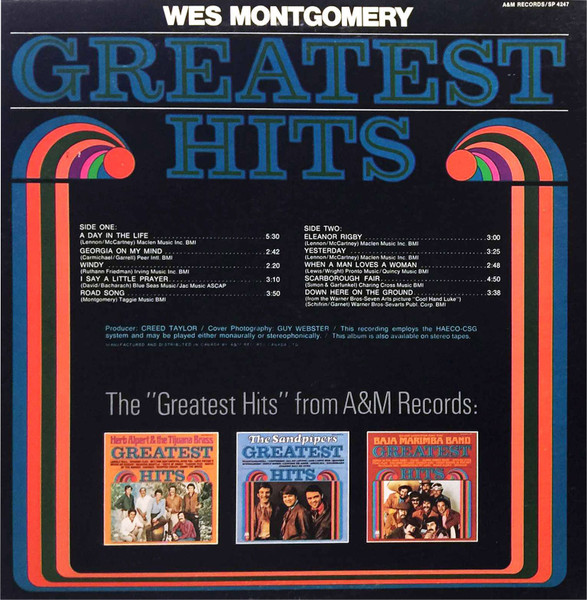 Wes Montgomery - Greatest Hits [Vinyl] | A&M Records (SP-4247) - 3