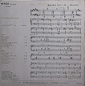 Tete Montoliu - Songs For Love | Enja Records (ENJA 2040)