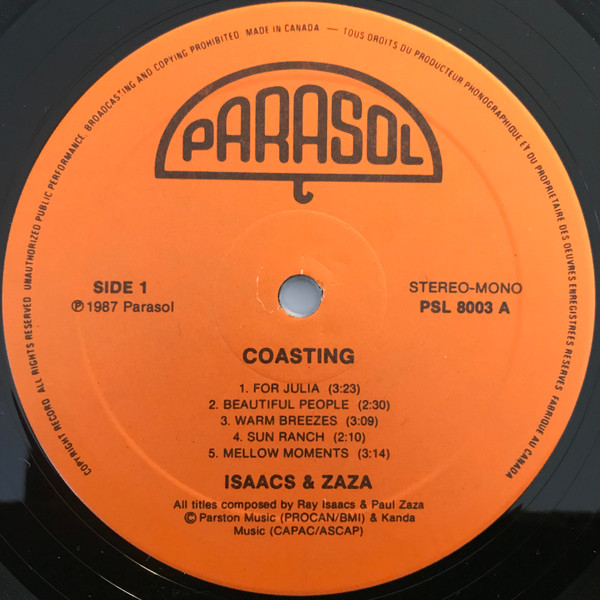Ray Isaacs & Paul Zaza - Coasting | Parasol (PSL 8003) - 3