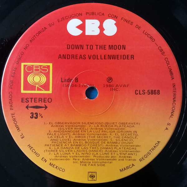 Andreas Vollenweider - Down To The Moon | CBS (CLS-5868) - 4