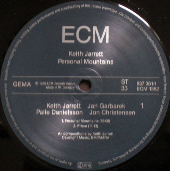 Keith Jarrett - Personal Mountains [Vinyl] | ECM Records (ECM 1382) - 3