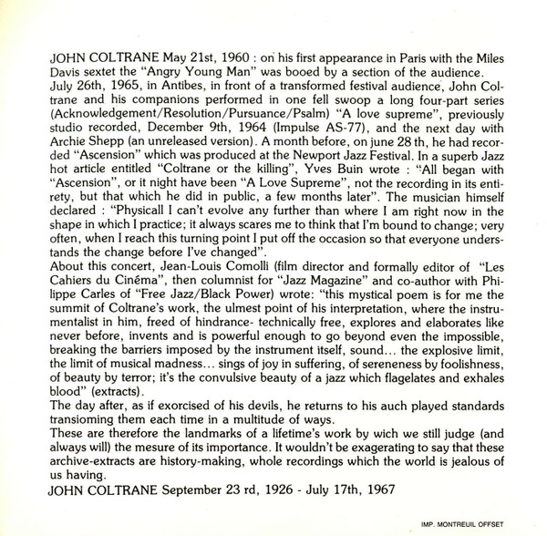 John Coltrane Featuring: McCoy Tyner - Love Supreme | France's Concert (FCD 106) - 3