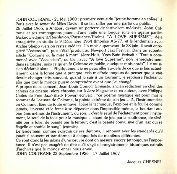 John Coltrane Featuring: McCoy Tyner - Love Supreme | France's Concert (FCD 106) - 2