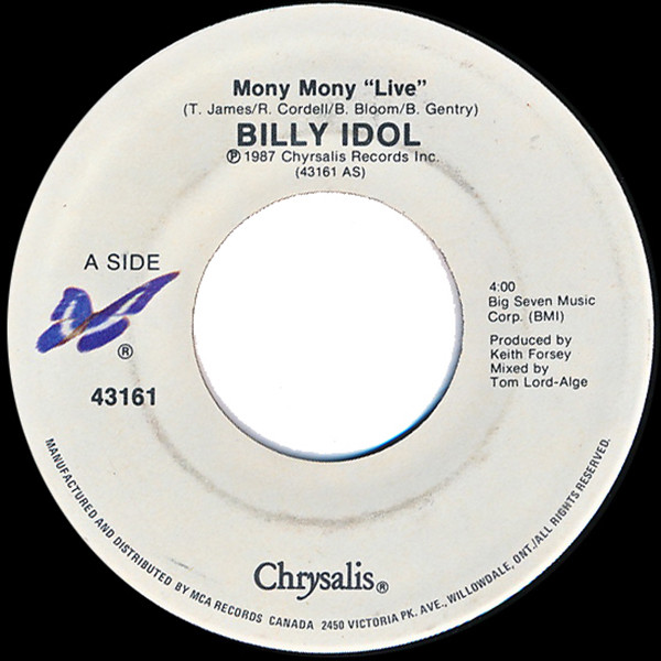 Billy Idol - Mony Mony / Shakin' All Over (Live) (Live) (7") [Vinyl] | Chrysalis (43161) - 3