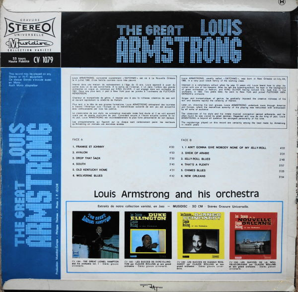 Louis Armstrong And His Orchestra - The Great Louis Armstrong | Musidisc (30 CV 1079) - 2