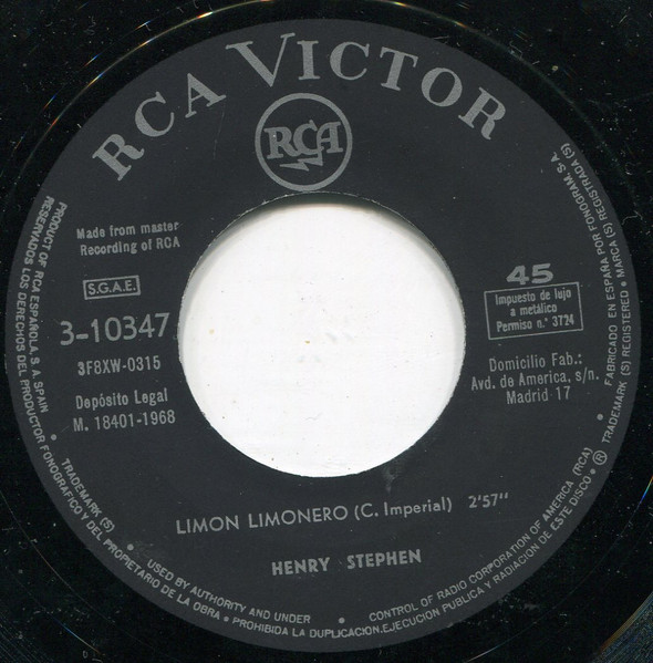 Henry Stephen - Limon Limonero | RCA Victor (3-10347) - 3
