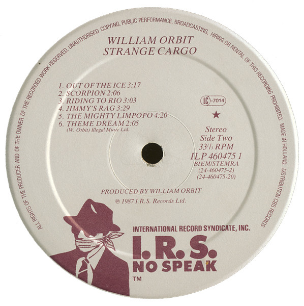 William Orbit - Strange Cargo | I.R.S. Records (ILP 460475 1) - 4