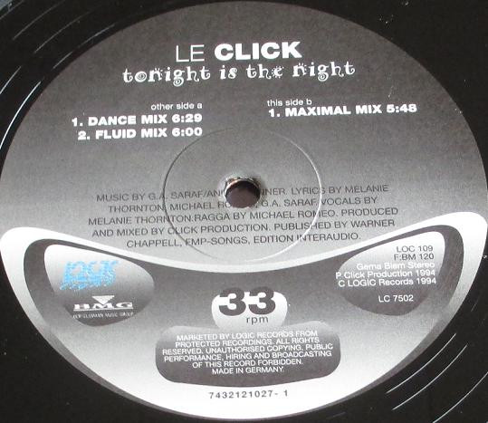 Le Click - Tonight Is The Night | Logic Records (7432121027-1) - 4
