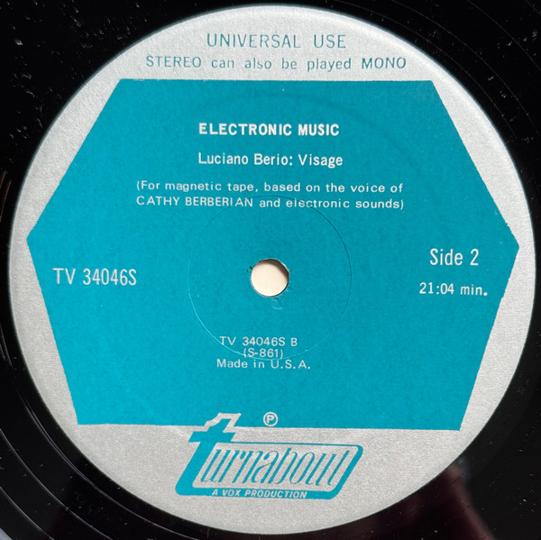 John Cage , Luciano Berio , Ilhan Mimaroglu - Electronic Music | Turnabout (TV 34046S) - 4