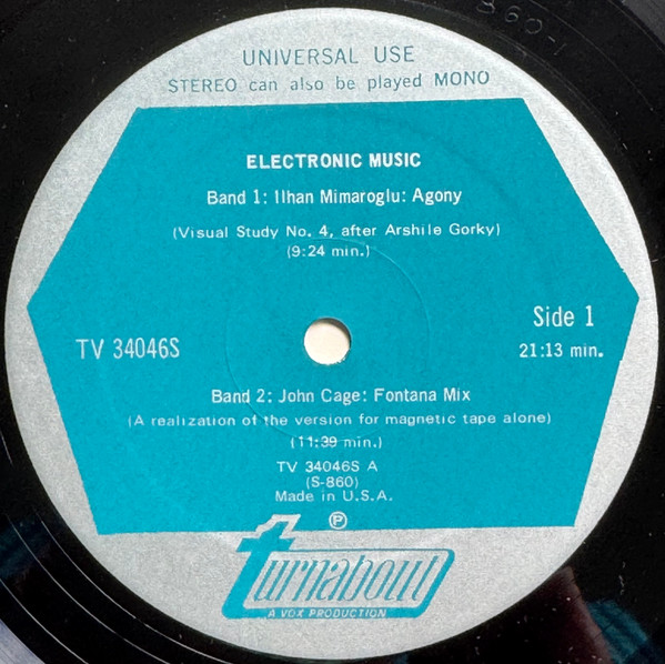 John Cage , Luciano Berio , Ilhan Mimaroglu - Electronic Music | Turnabout (TV 34046S) - 3