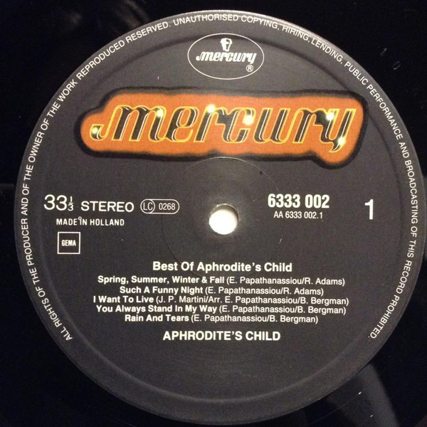 Aphrodite's Child - Best Of Aphrodite's Child | Mercury (6333 002) - 3