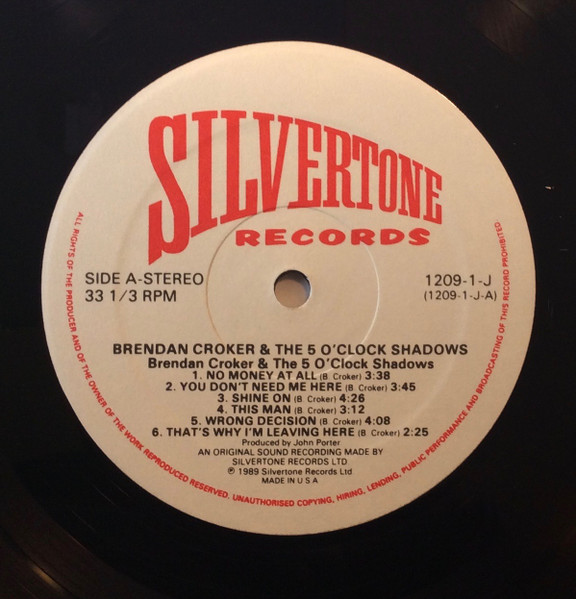 Brendan Croker And The 5 O'Clock Shadows - Brendan Croker And The 5 O'Clock Shadows | Silvertone Records (1209-1-J) - 3