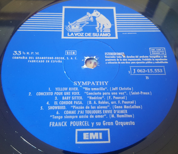 Franck Pourcel Et Son Grand Orchestre - Sympathy | La Voz De Su Amo (1 J 062-15.553) - 4 Franck Pourcel Et Son Grand Orchestre - Sympathy | La Voz De Su Amo (1 J 062-15.553) - 4