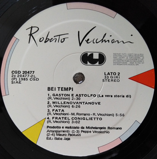 Roberto Vecchioni - Bei Tempi | CGD (CGD 20477) - 2 Roberto Vecchioni - Bei Tempi | CGD (CGD 20477) - 2