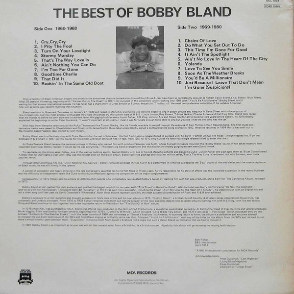 Bobby Bland - The Best Of Bobby Bland | MCA Records (MCL 1673) - 2