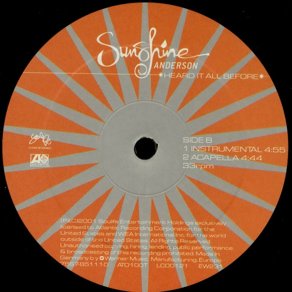 Sunshine Anderson - Heard It All Before | Atlantic (7567-85111-0) - 3