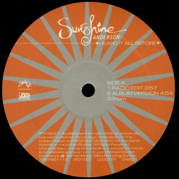 Sunshine Anderson - Heard It All Before | Atlantic (7567-85111-0) - 2