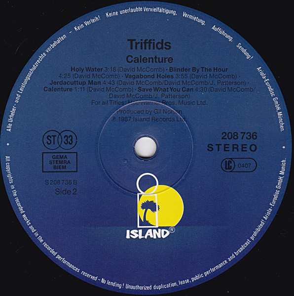 The Triffids - Calenture | Island Records (208 736) - 4 The Triffids - Calenture | Island Records (208 736) - 4