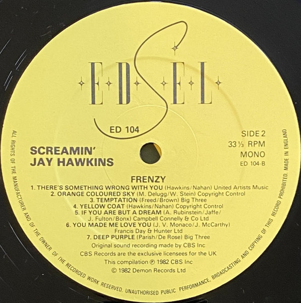 Screamin' Jay Hawkins - Frenzy | Edsel Records (ED 104) - 4