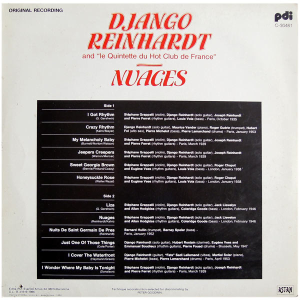 Django Reinhardt And Quintette Du Hot Club De France - Nuages | PDI (C-30481) - 2