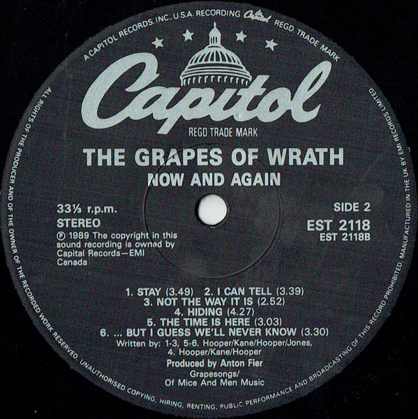 The Grapes Of Wrath - Now And Again | Capitol Records (EST 2118) - 4