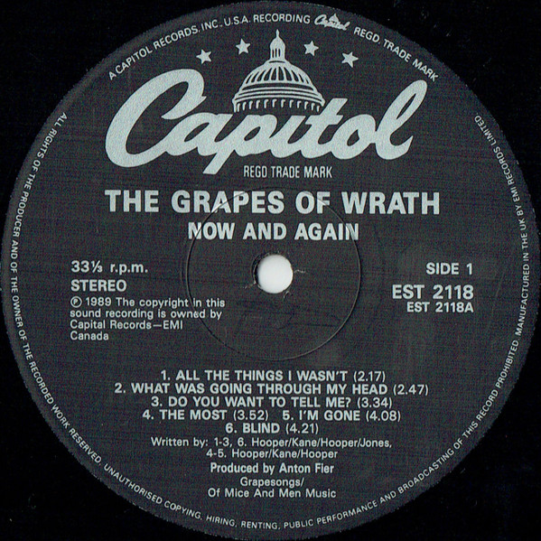 The Grapes Of Wrath - Now And Again | Capitol Records (EST 2118) - 3