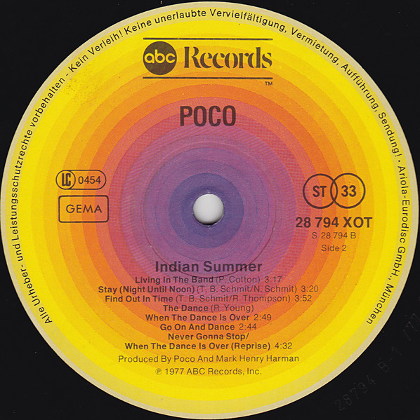 Poco - Indian Summer | ABC Records (28 794 XOT) - 4