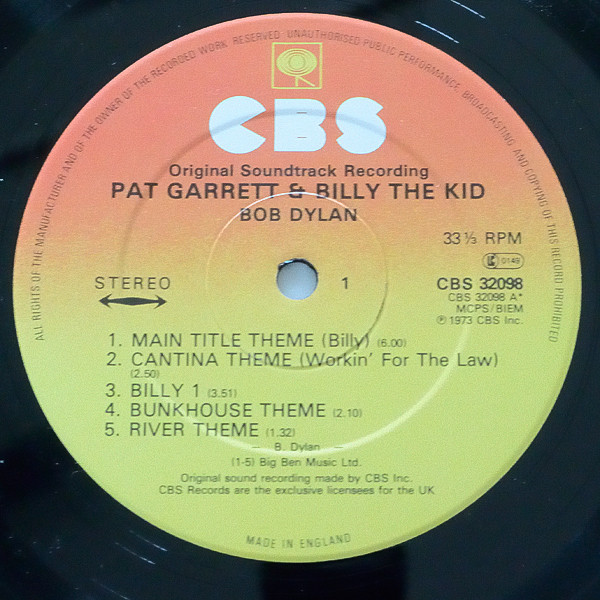Bob Dylan - Pat Garrett & Billy The Kid - Original Soundtrack Recording | CBS (CBS 32098) - 2 Bob Dylan - Pat Garrett & Billy The Kid - Original Soundtrack Recording | CBS (CBS 32098) - 2