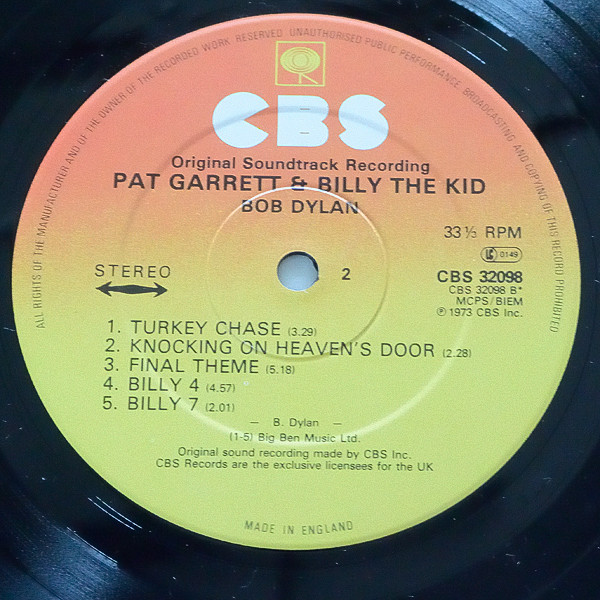 Bob Dylan - Pat Garrett & Billy The Kid - Original Soundtrack Recording | CBS (CBS 32098) - 3 Bob Dylan - Pat Garrett & Billy The Kid - Original Soundtrack Recording | CBS (CBS 32098) - 3