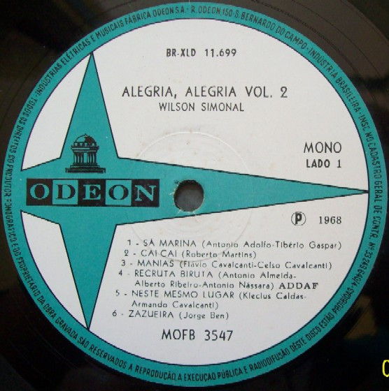 Wilson Simonal - Alegria Alegria Vol. 2 | Odeon (MOFB 3547) - 2