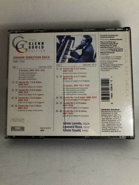 Johann Sebastian Bach , Jaime Laredo , Leonard Rose , Glenn Gould - Sonatas For Violin & Harpsichord BWV 1014–1019; Sonatas For Viola Da Gamba & Harpsichord BWV 1027–1029 | Sony Classical (SM2K 52615) - 4 Johann Sebastian Bach , Jaime Laredo , Leonard Rose , Glenn Gould - Sonatas For Violin & Harpsichord BWV 1014–1019; Sonatas For Viola Da Gamba & Harpsichord BWV 1027–1029 | Sony Classical (SM2K 52615) - 4