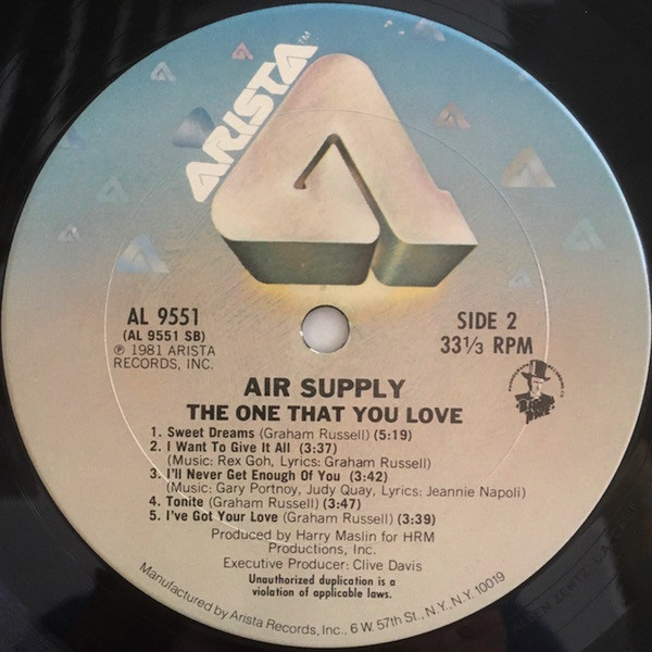 Air Supply - The One That You Love | Arista (AL 9551) - 4 Air Supply - The One That You Love | Arista (AL 9551) - 4