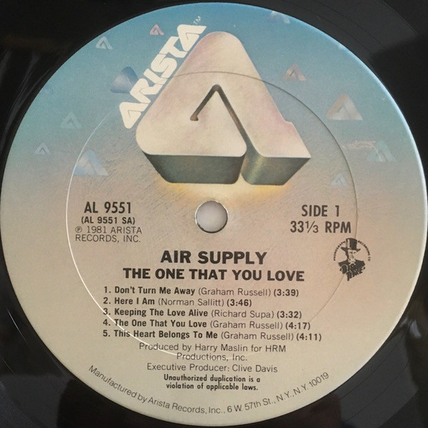 Air Supply - The One That You Love | Arista (AL 9551) - 3 Air Supply - The One That You Love | Arista (AL 9551) - 3