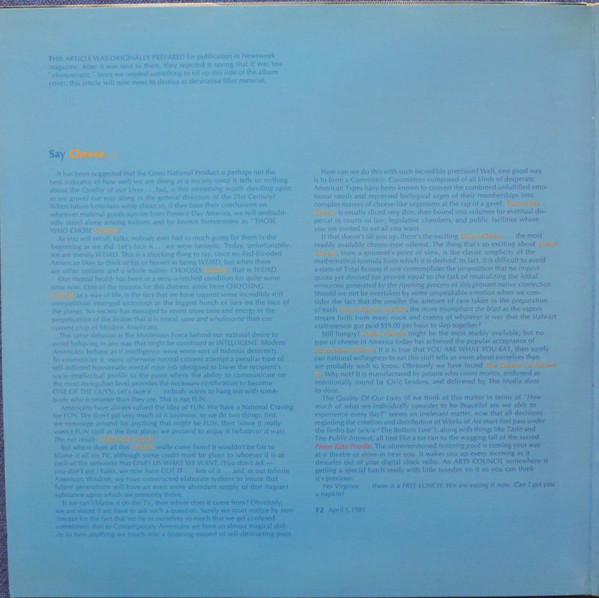 Frank Zappa - You Are What You Is | Barking Pumpkin Records (PW2 37537) - 2 Frank Zappa - You Are What You Is | Barking Pumpkin Records (PW2 37537) - 2