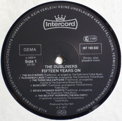 The Dubliners - Fifteen Years On | Intercord (INT 180.032) - 3 The Dubliners - Fifteen Years On | Intercord (INT 180.032) - 3