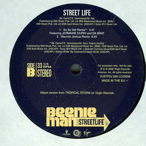 Beenie Man - Street Life | Virgin (VUSTFDJ 260) - 2