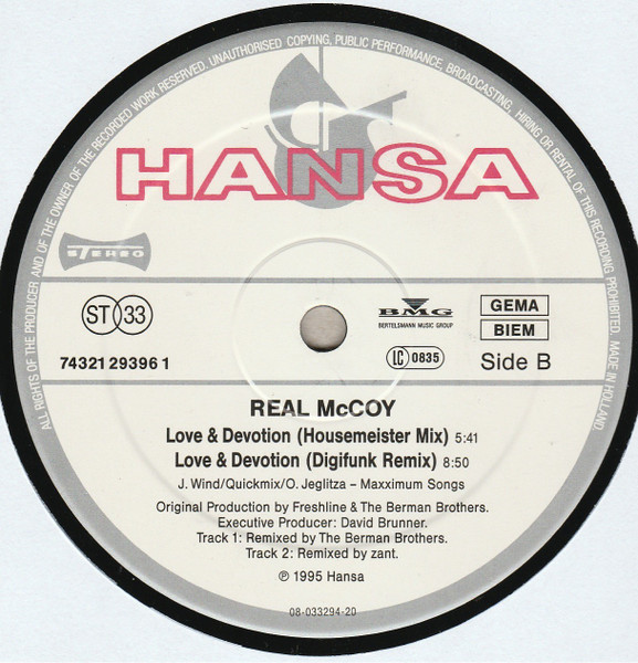 Real McCoy - Love & Devotion (Remix) | Hansa (74321 29396 1) - 4 Real McCoy - Love & Devotion (Remix) | Hansa (74321 29396 1) - 4